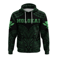 Hawaiian Kanaka Map Polynesian Molokai Hoodie Green Brad Style - Polynesian Pride