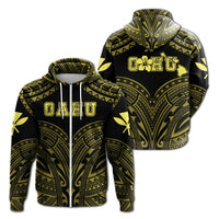 Hawaiian Kanaka Map Polynesian Oahu Hoodie Zip Yellow Brad Style Unisex Yellow - Polynesian Pride