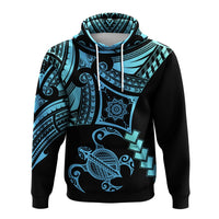 Hawaiian Turtle Polynesian Hoodie Turquoise Gada Style - Polynesian Pride