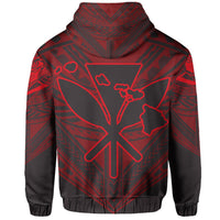 Hawaiian Kanaka Map Football Jersey Hoodie Zip Grey and Red Roger Style - Polynesian Pride