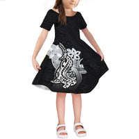 Hammerhead shark Short Sleeves Dress KID Polynesian Black Style LT6 KID Black - Polynesian Pride