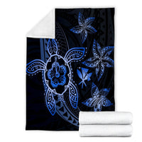 Kanaka Map Hibiscus Plumeria Turtle Art Polynesian Premium Blankets Blue - AH - Polynesian Pride