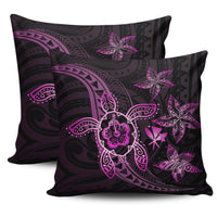 Kanaka Map Hibiscus Plumeria Turtle Art Pink Polynesian Pillow Covers One Size Zippered Pillow Cases 18"x 18" (Twin Sides) (Set of 2) Pink - Polynesian Pride