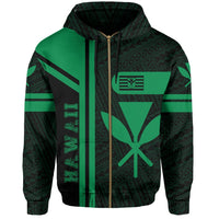 Kanaka Polynesian Zipper Hoodie Green Morale Style - Polynesian Pride