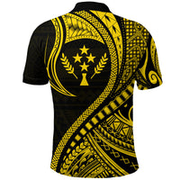 Kosrae Polo Shirt Federated States of Micronesia Gold Wave Style LT9 - Polynesian Pride