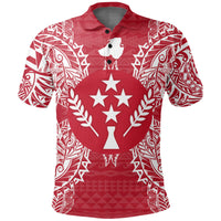 Kosrae Polo Shirt Kosrae Flag Map Polynesian Tattoo Red White Unisex Red - Polynesian Pride