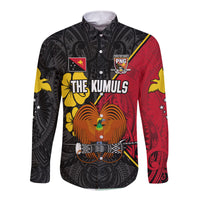 The Kumuls PNG Long Sleeve Button Shirt Papua New Guinea Polynesian Dynamic Style Black LT14 - Polynesian Pride