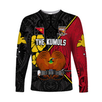(Custom Text and Number) The Kumuls PNG Long Sleeve Shirt Papua New Guinea Polynesian Dynamic Style Black LT14 - Polynesian Pride