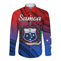 Samoa Hawaii Long Sleeve Button Shirt Style Gradient Sporty Original LT13 Unisex Gradient - Polynesian Pride