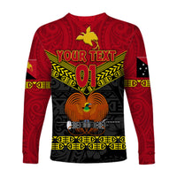 (Custom Personalised) Papua New Guinea Kumuls Long Sleeve Shirt Simple Style - Black Vibes LT8 - Polynesian Pride