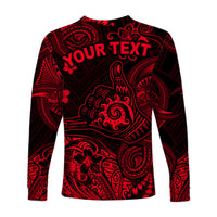 (Custom Personalised) Hawaii Shaka Polynesian Long Sleeve Shirt Unique Style - Red LT8 - Polynesian Pride