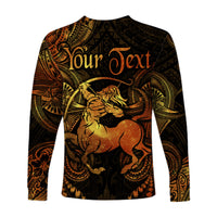 (Custom Personalised) Sagittarius Zodiac Polynesian Long Sleeve Shirt Unique Style - Gold LT8 - Polynesian Pride