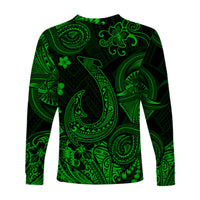 Hawaii Fish Hook Polynesian Long Sleeve Shirt Unique Style - Green LT8 - Polynesian Pride