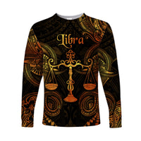 Libra Zodiac Polynesian Long Sleeve Shirt Unique Style - Gold LT8 Unisex Gold - Polynesian Pride