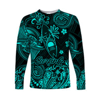 Hawaii Surfing Polynesian Long Sleeve Shirt Unique Style - Turquoise LT8 - Polynesian Pride