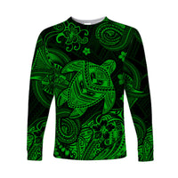 Hawaii Turtle Polynesian Long Sleeve Shirt Plumeria Flower Unique Style - Green LT8 - Polynesian Pride