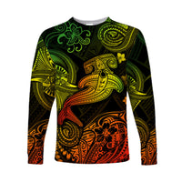 Hawaii Hammer Shark Polynesian Long Sleeve Shirt Unique Style - Reggae LT8 Unisex Reggae - Polynesian Pride