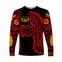 (Custom Personalised) Marquesas Islands Long Sleeve Shirt Marquesan Tattoo Original Style - Red LT8 - Polynesian Pride