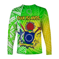 Happy Mangaia Gospel Day Long Sleeve Shirt Cook Islands Coat Of Arms Polynesian Pattern LT14 - Polynesian Pride