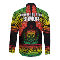 Samoa Rugby Long Sleeve Button Shirt Teuila Torch Ginger Gradient Style LT14 - Polynesian Pride