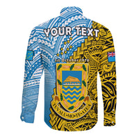 (Custom Personalised) Tuvalu 1978 Long Sleeve Button Shirt Happy 44th Independence Anniversary Polynesian Pattern LT14 - Polynesian Pride