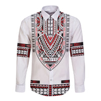 (Custom Personalised) Polynesian Long Sleeve Button Shirt Dashiki With Polynesian Tattoo Royal Version LT14 - Polynesian Pride
