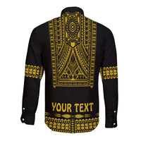 (Custom Personalised) Polynesian Long Sleeve Button Shirt Dashiki With Polynesian Tattoo Royal Golden Version LT14 - Polynesian Pride
