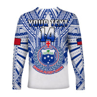 (Custom Text And Number) Samoa Rugby Long Sleeve Shirt Manu Samoa 7s Ginger White Polynesian LT14 - Polynesian Pride