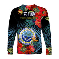 Federated States of Micronesia Long Sleeve Shirt Hibiscus Flowers FSM Seal Polynesian LT14 - Polynesian Pride