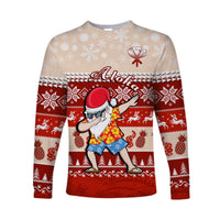 Hawaii Mele Kalikimaka Long Sleeve Shirt Dabbing Santa Red Merry Christmas LT14 Unisex Red - Polynesian Pride
