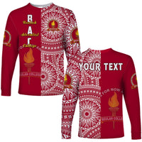 (Custom Personalised) Beulah Tonga College Long Sleeve Shirt Tongan Ngatu Pattern LT14 Unisex Maroon - Polynesian Pride