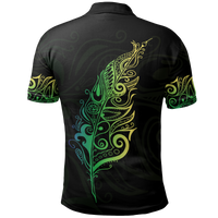 New Zealand Maori Polo Shirt Light Silver Fern Green - Polynesian Pride