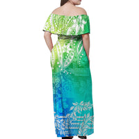 Polynesian Off Shoulder Long Dress Tapa Plumeria Style - Oceanic LT7 - Polynesian Pride