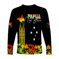 PNG Hibiscus Tribal Pattern Long Sleeves Shirt Motuan Reggae Color LT7 - Polynesian Pride