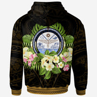 Marshall Islands Zip Hoodie Polynesian Gold Patterns Collection - Polynesian Pride