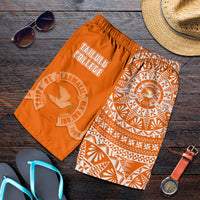 Tailulu Tonga College Men Shorts Tongan Ngatu Pattern LT14 Orange - Polynesian Pride