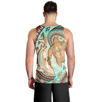 Hawaii Men Tank Top Polynesian Shark And Sea Turtle Dreamy Turquoise Artsy LT14 - Polynesian Pride