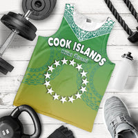 Cook Islands Men Tank Top Circle Pattern Mix Sea Turtle Green Version LT14 Green - Polynesian Pride