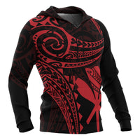Hawaii Polynesian Hoodie Red Tribal Pattern - Polynesian Pride