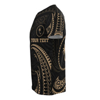 Chuuk Micronesia All Over Custom T Shirt Gold Tribal Wave - Polynesian Pride