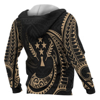 Kosrae Micronesia Hoodie Gold Tribal Wave - Polynesian Pride