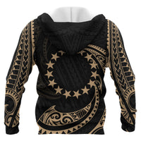 Cook Islands Polynesian Hoodie Gold Tribal Wave - Polynesian Pride