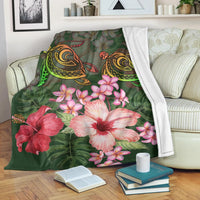 Hawaii Turtle Tropical Flower Premium Blanket - Deni Style - AH - Polynesian Pride