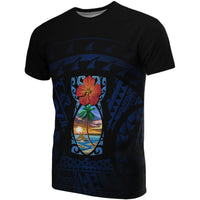 Guam T Shirt Guam Coat of Arms Polynesian Tattoo Unisex Blue - Polynesian Pride