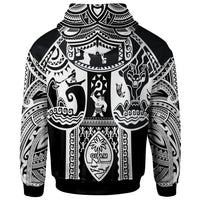 Polynesian Zip up Hoodie Guam Flag, Seal with Maui Moana Tattoo - Polynesian Pride