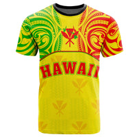 Hawaiian Kanaka T Shirt Flag Nation Yellow Demodern - Polynesian Pride