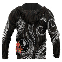 Yap Micronesian Hoodie Black Plumeria - Polynesian Pride