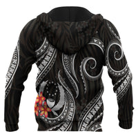 Pohnpei Micronesian Zip up Hoodie Black Plumeria - Polynesian Pride