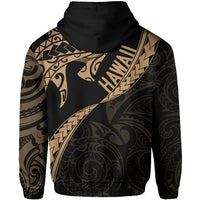 Hawaiian Kanaka Hoodie (Zipper) Mano Kihikihi Gold - Polynesian Pride