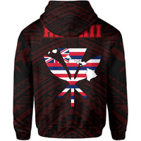 Hawaiian Kanaka Hoodie (Zipper) Heart Tattoo Red - Polynesian Pride